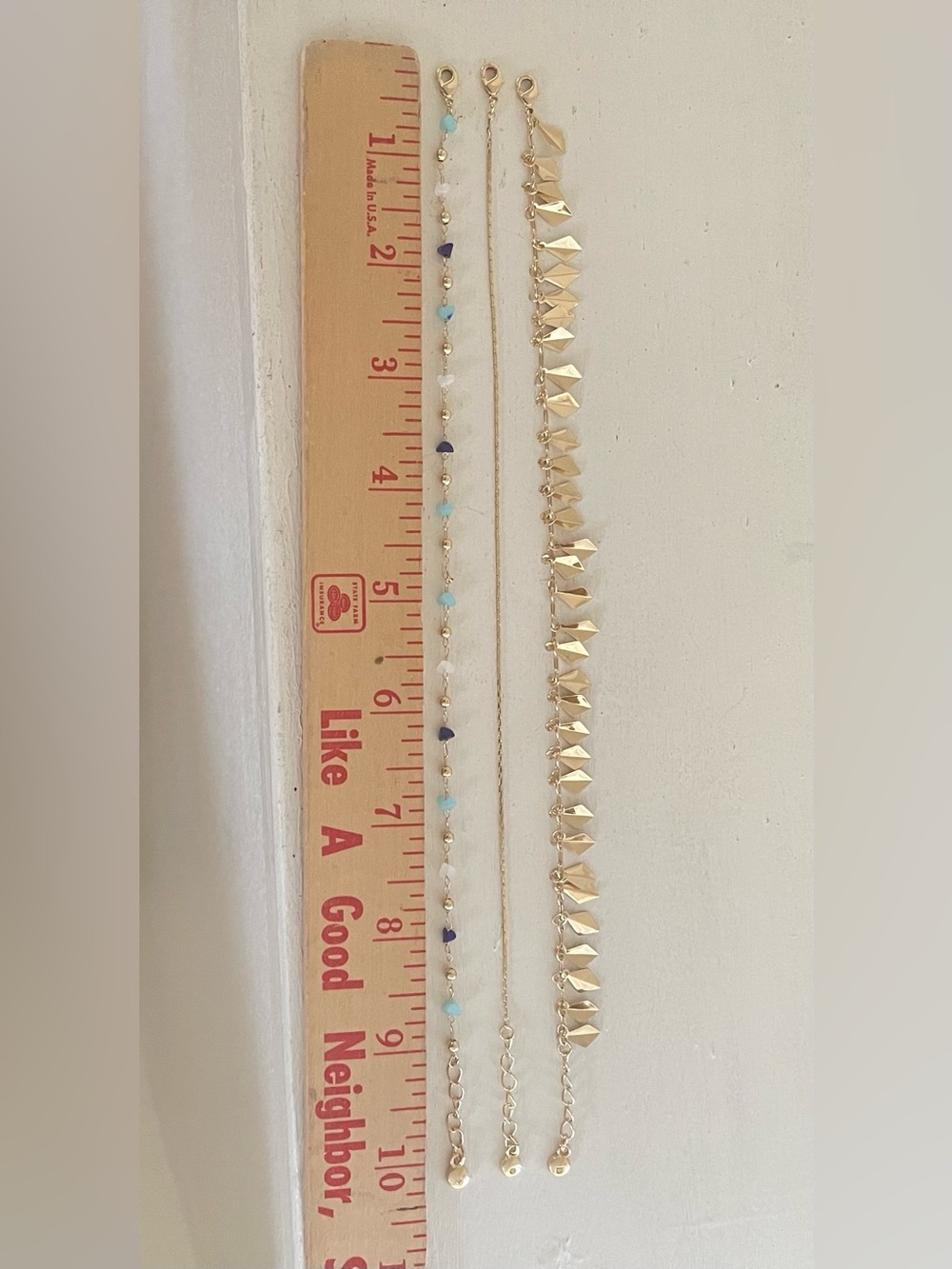 Camila Coelho Gold Layered Dangling Anklet with Blue Bead Accents - Picture 3 of 7